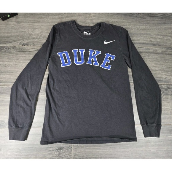 Duke University Shirt Small Gray Long Sleeve Nike Tee Athletic Cut - Picture 2 of 14